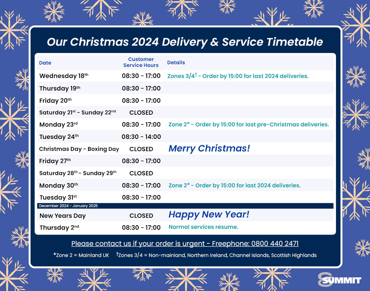 Christmas Timetable 2024